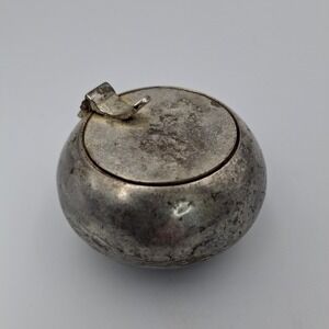 Vintage Silver Plated  Votive Candle Holder‎ With Lid Round Made In India 3"